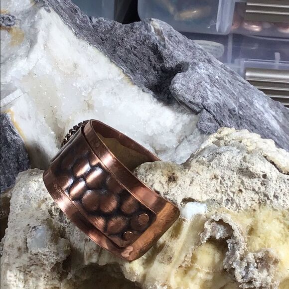 Kingman Turquoise and Copper Cuff Bracelet, NEW, double layer, Made in the USA - Picture 5 of 5